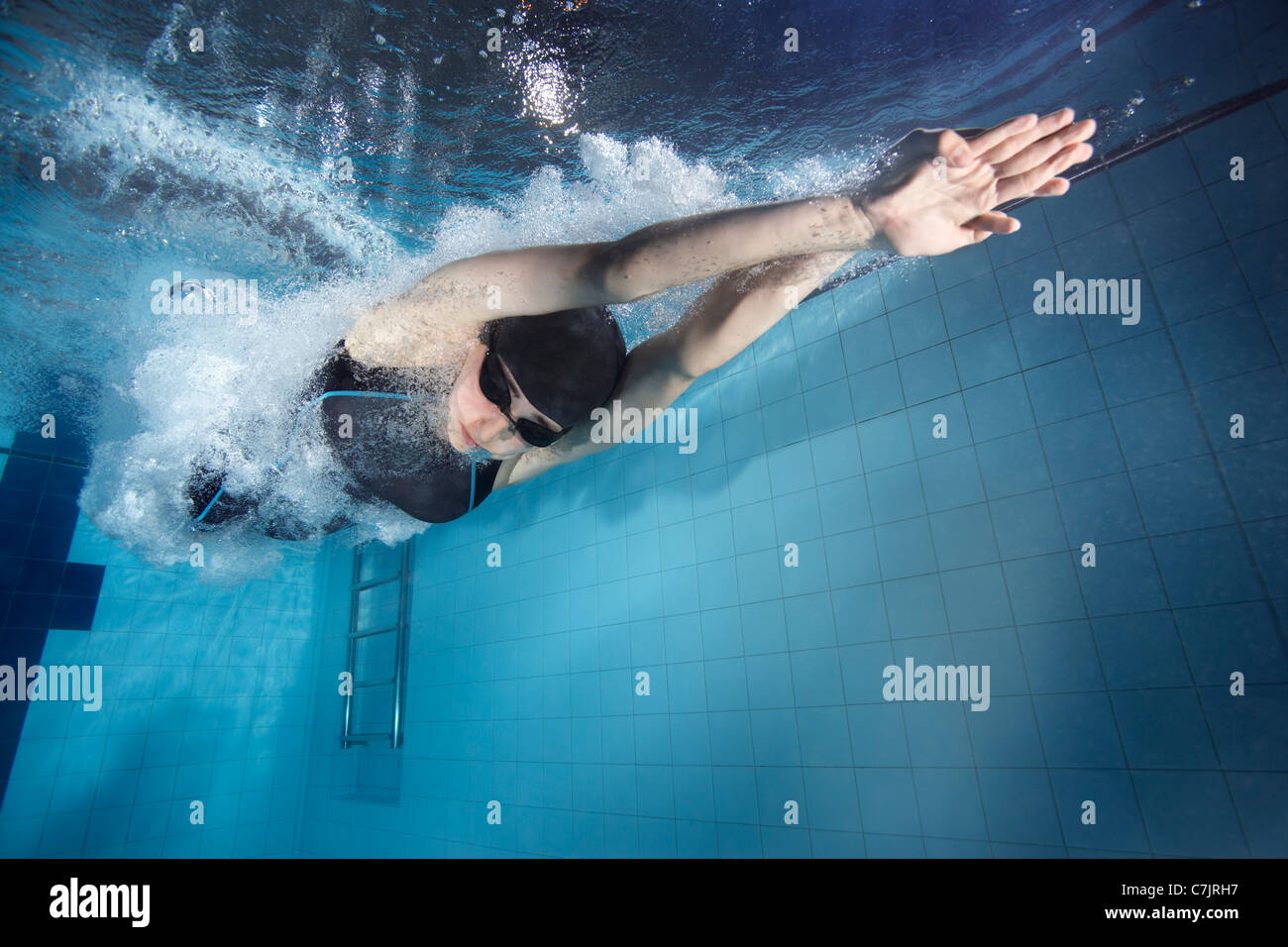 Swimmer diving into pool Stock Photo Alamy
