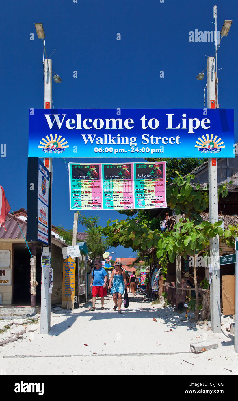 The Island's Main Street, Ko Lipe, Thailand Stock Photo