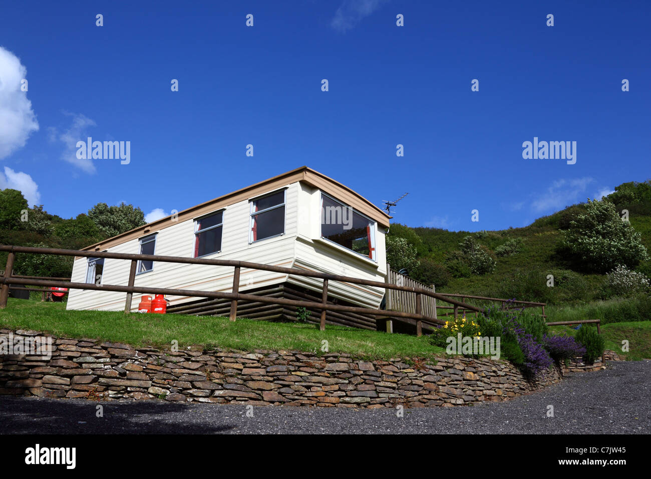 Caravan in caravan park near Polkerris , near St Austell , Cornwall