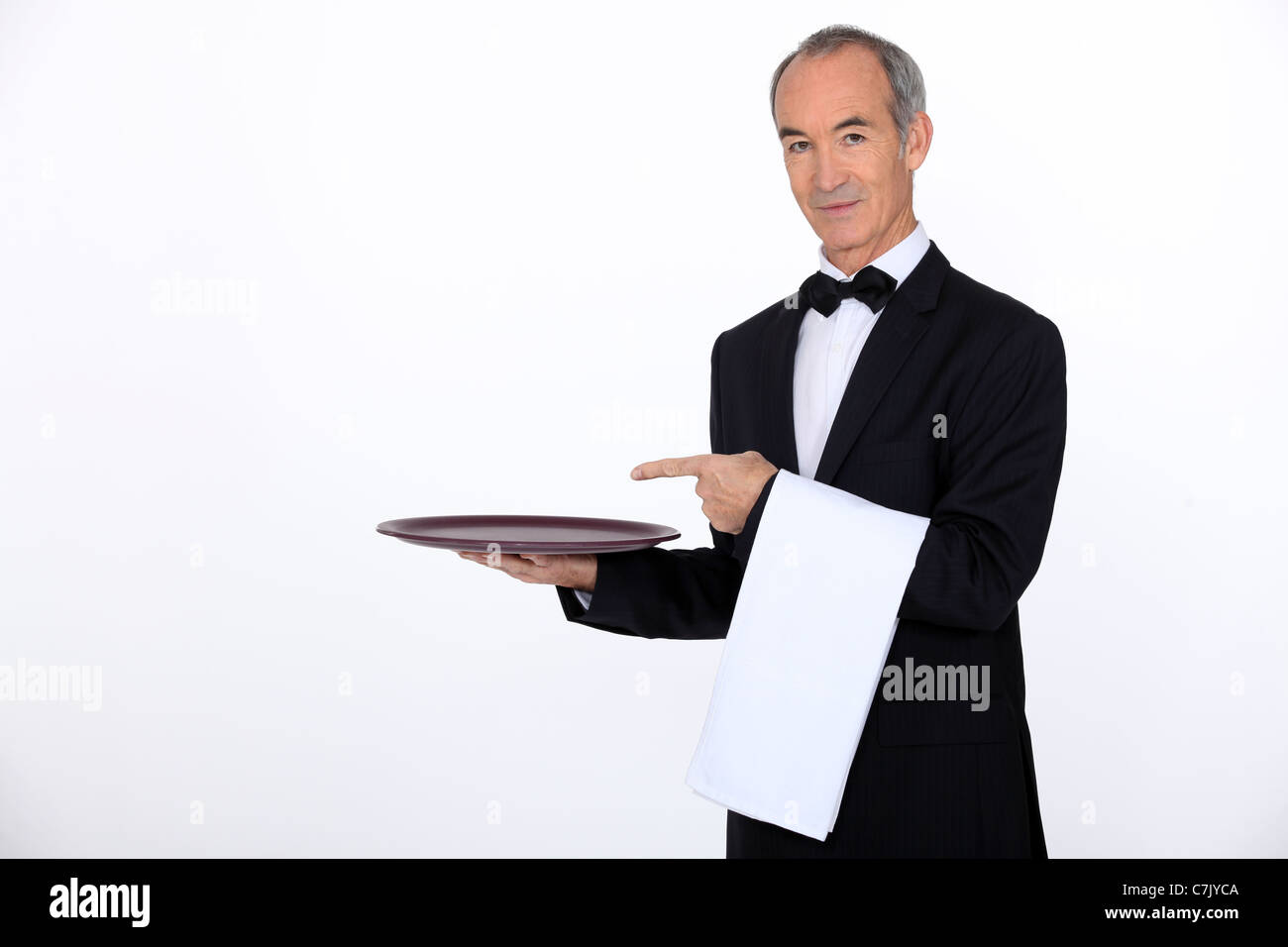 Waiter showing his tray Stock Photo - Alamy