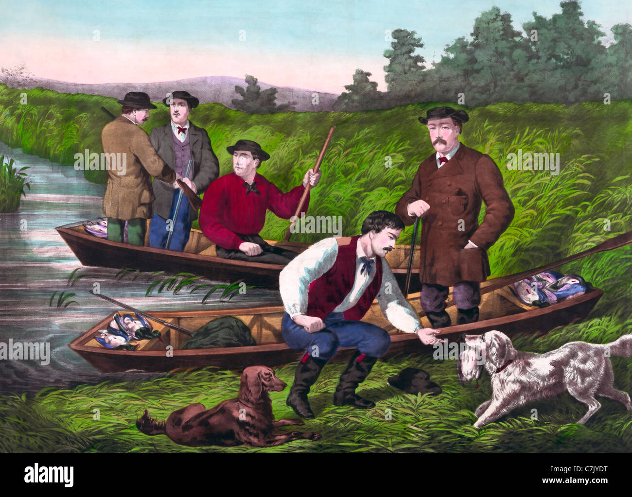 American Hunting Scene Wild Duck Shooting Stock Photo Alamy