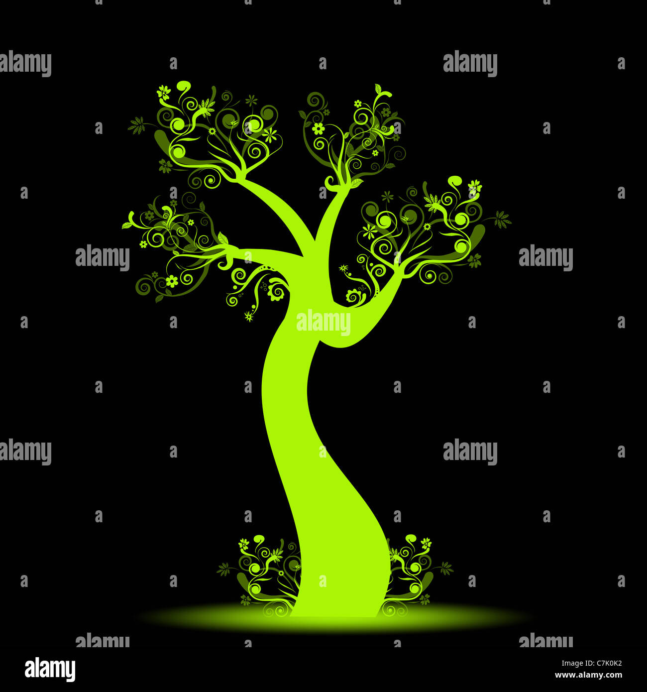 Beautiful art tree isolated on black background Stock Photo - Alamy