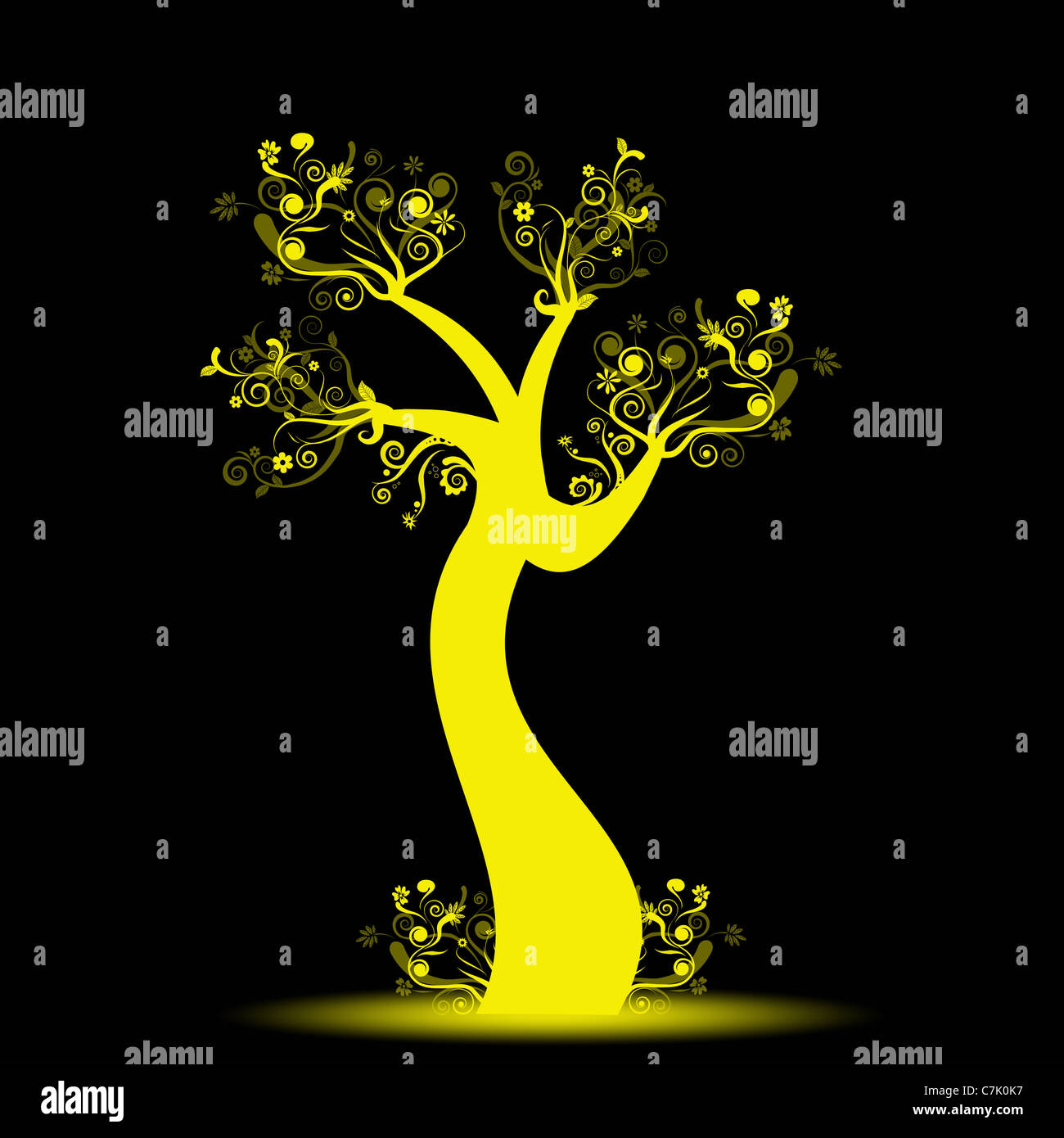 Beautiful art tree isolated on black background Stock Photo - Alamy
