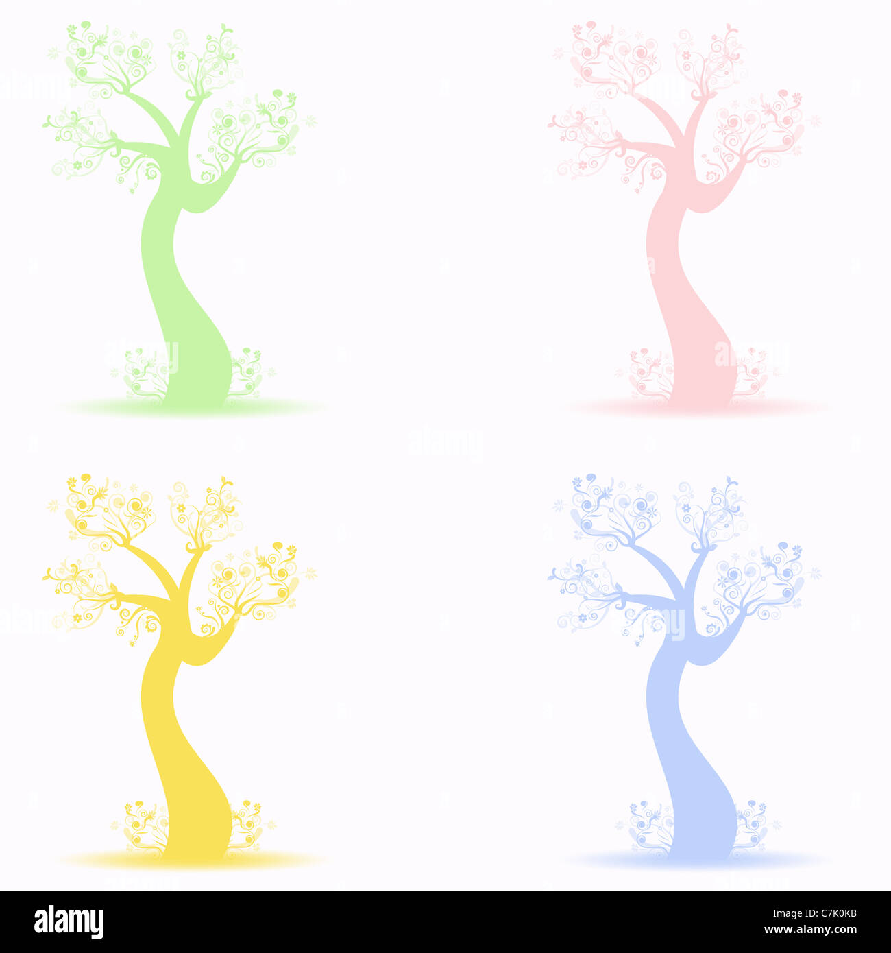 Beautiful art trees collection isolated on white background Stock Photo ...
