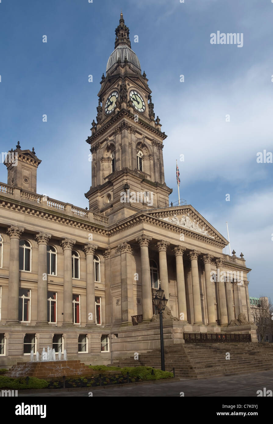 Front exterior of the Town Hall, Bolton, Lancashire. Stock Photo