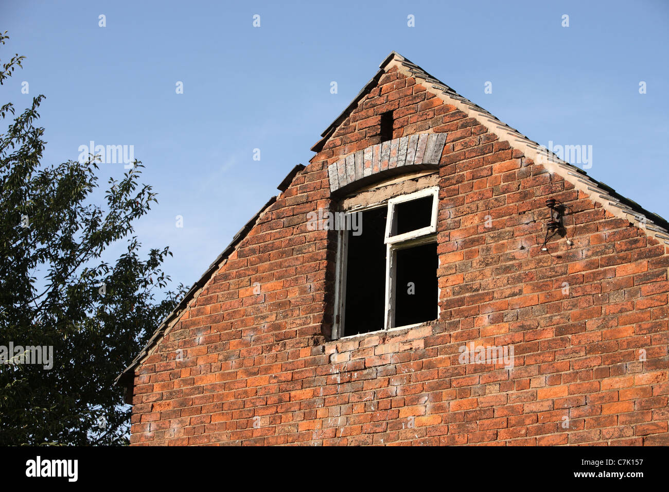 gable end on derelict building Stock Photo