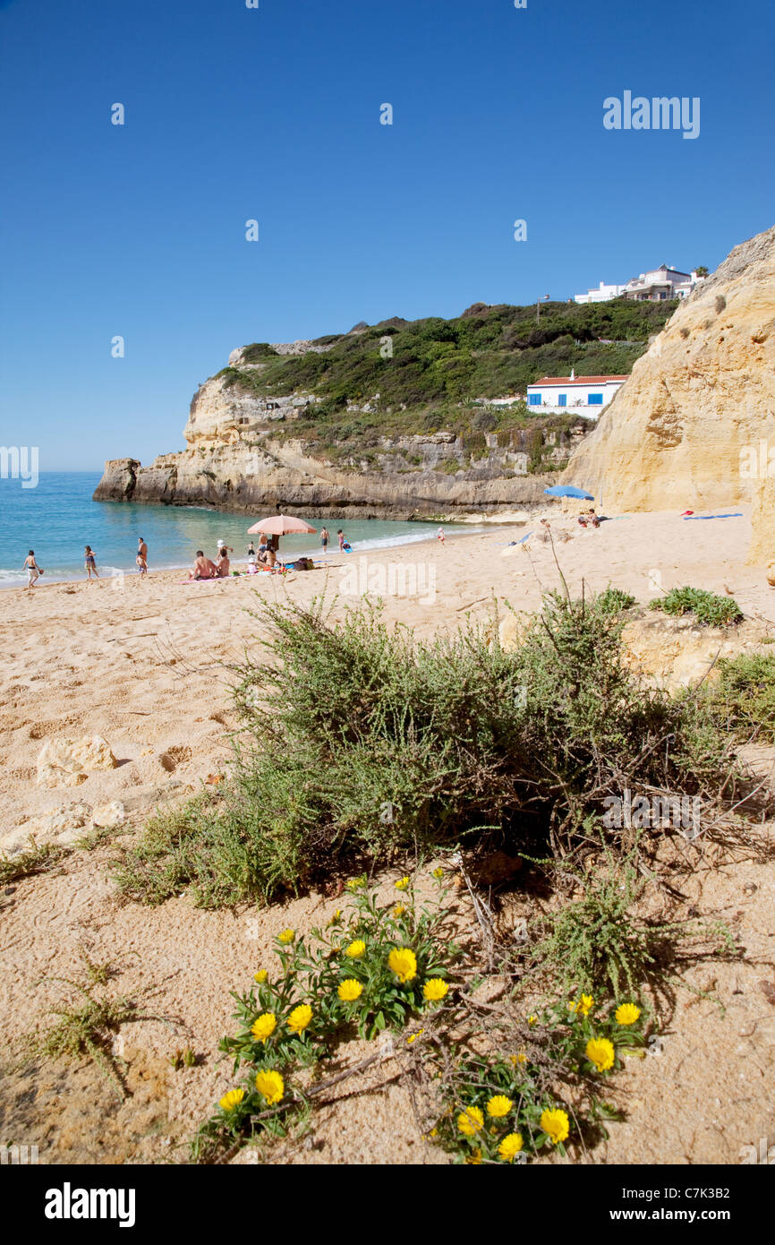 Portugal, Algarve, Benagil, Beach & Cliffs Stock Photo