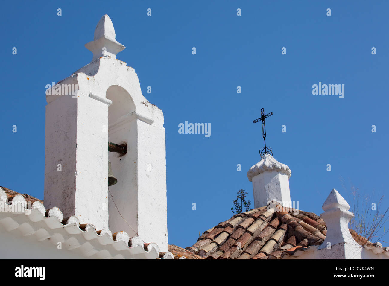 Portugal, Algarve, Alte, Church Rooftop Stock Photo