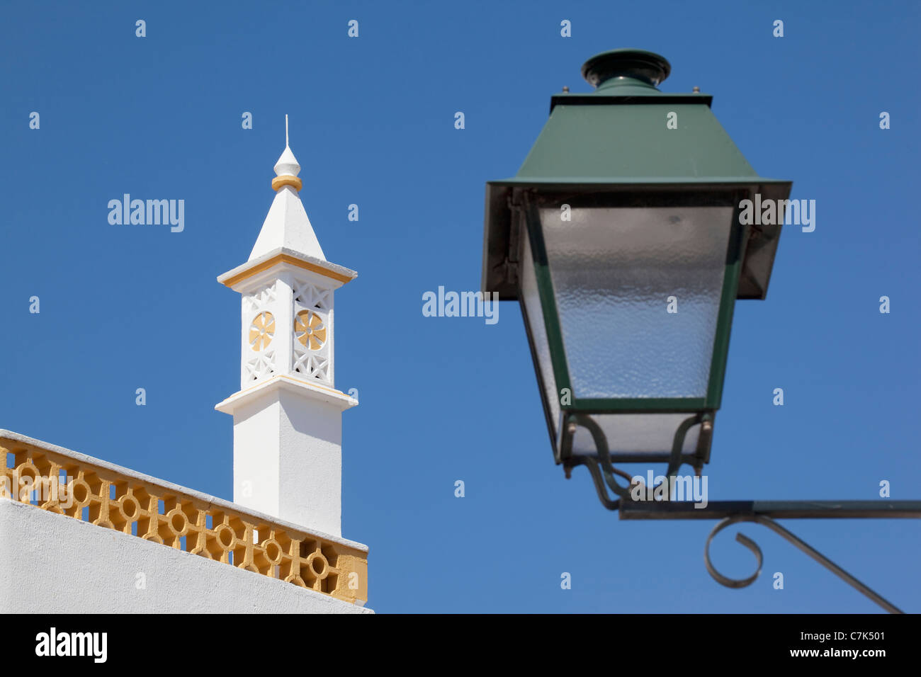 Portugal, Algarve, Alte, Lantern & Chimney Stock Photo