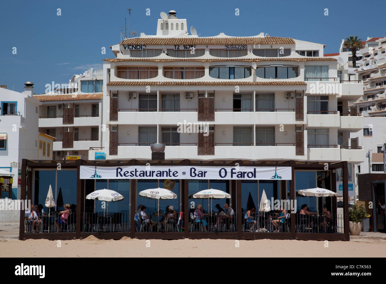 Portugal, Algarve, Albufeira, Beach & Restaurant Stock Photo Alamy