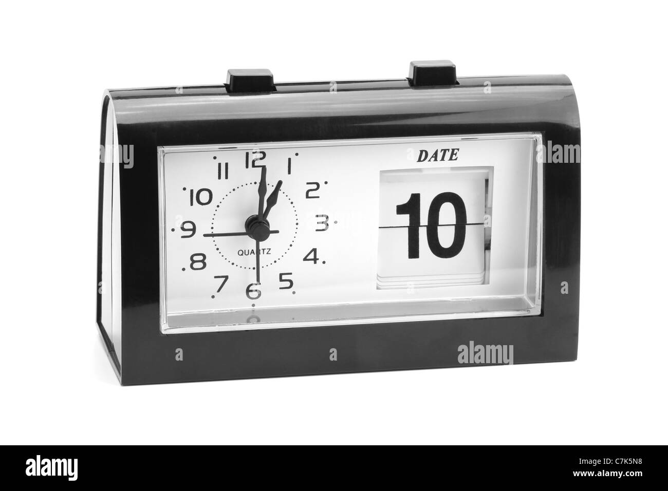 Modern black clock on White background Stock Photo - Alamy