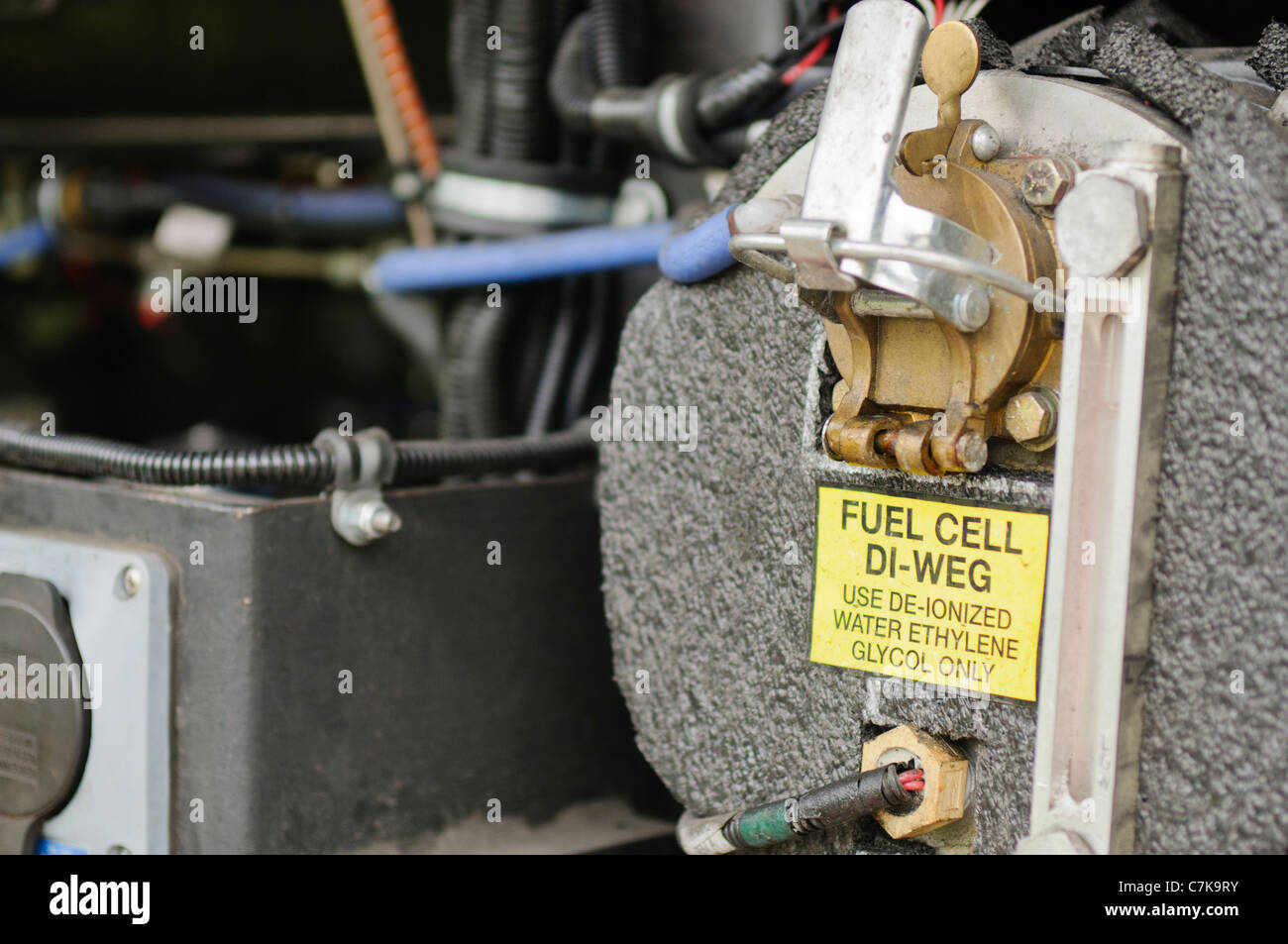 Inside the engine compartment of a Transport for London hydrogen fuel cell powered bus Stock Photo