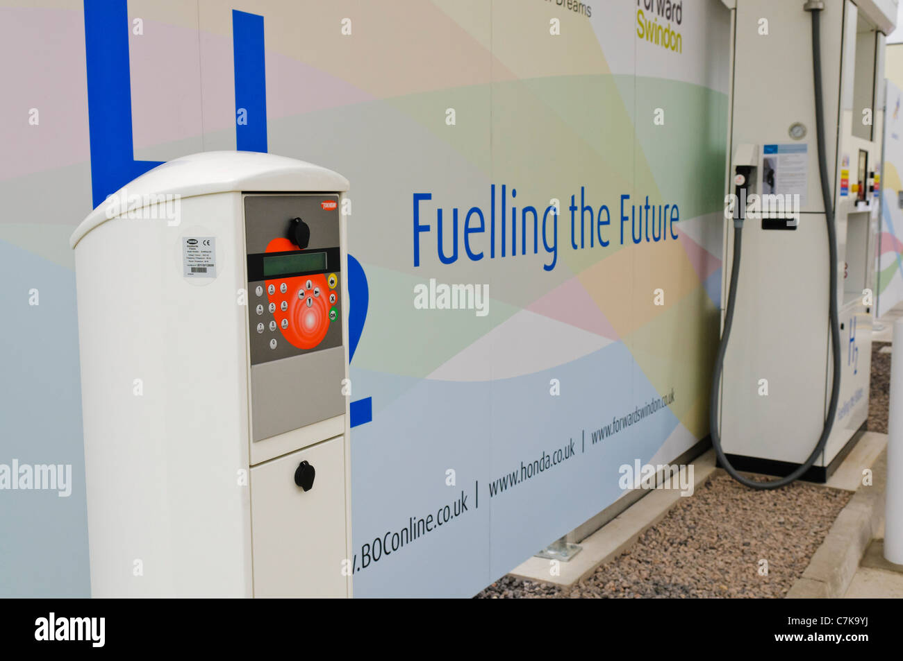 Card reader and keypad to enter PIN at the UK's first hydrogen filling station, Swindon, England Stock Photo