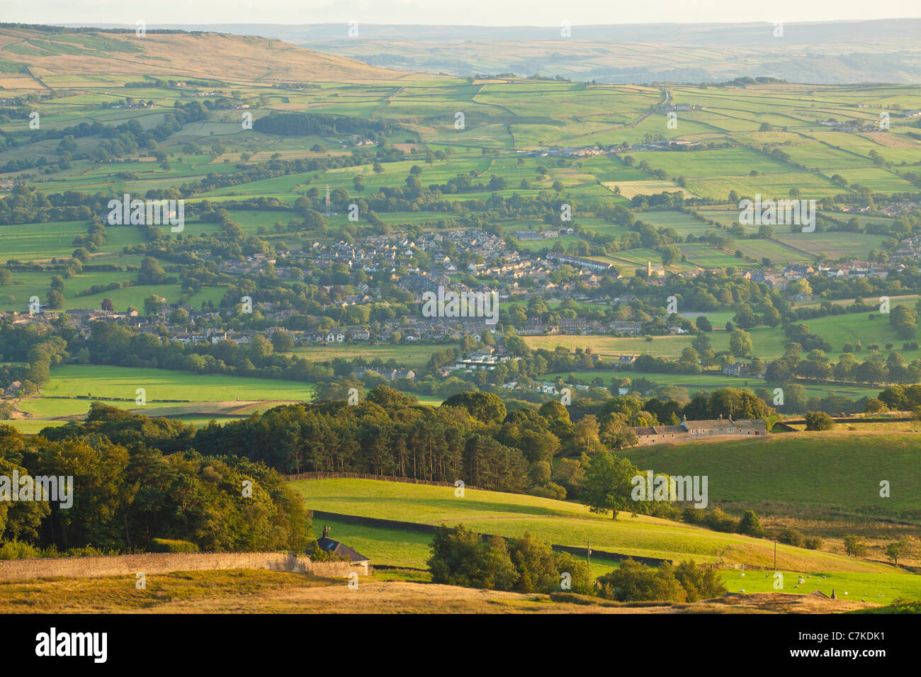View over Wharfedale and Addingham from Beamsley Beacon, North Yorkshire. Stock Photo