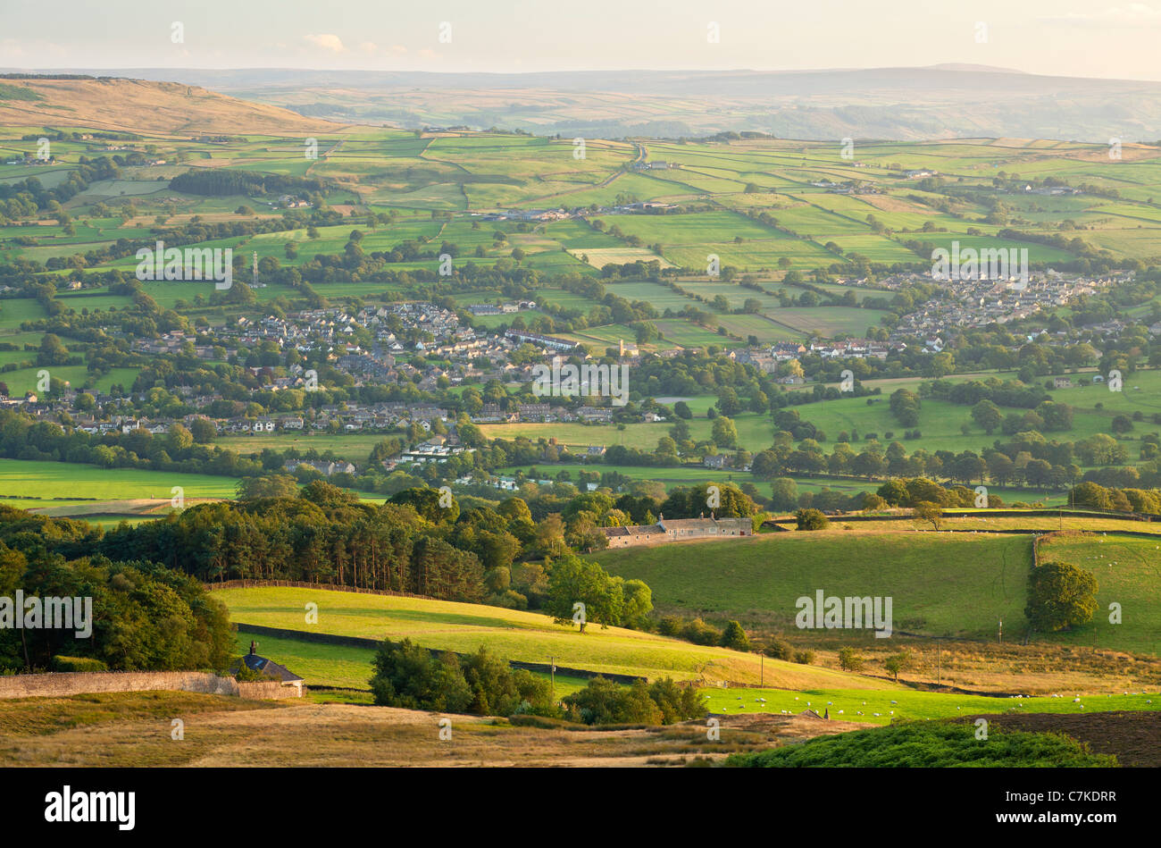 View over Wharfedale and Addingham from Beamsley Beacon, North Yorkshire. Stock Photo