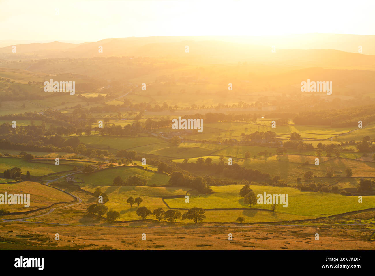 View East from Beamsley Beacon, North Yorkshire. Stock Photo