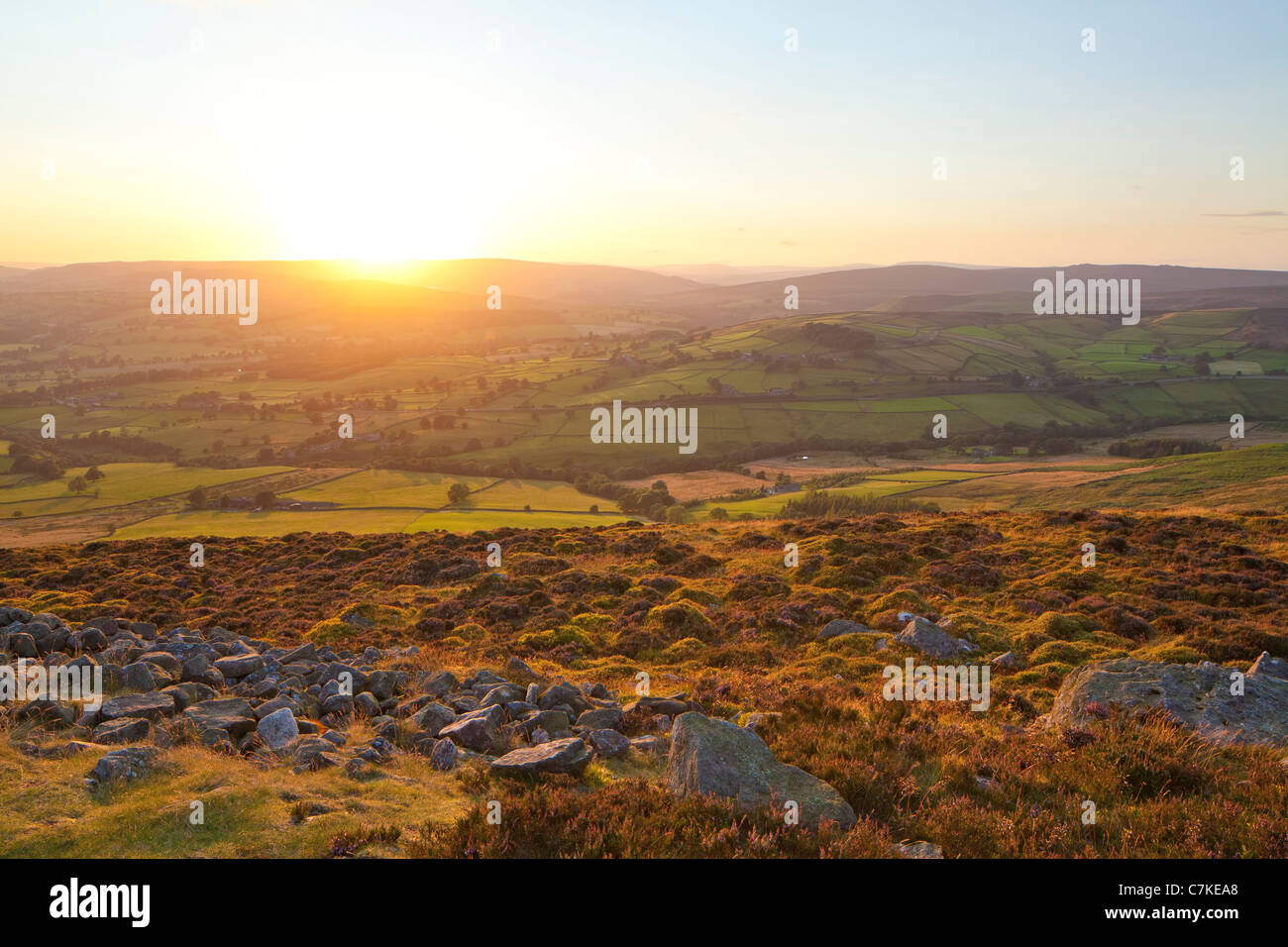 View East from Beamsley Beacon, North Yorkshire. Stock Photo