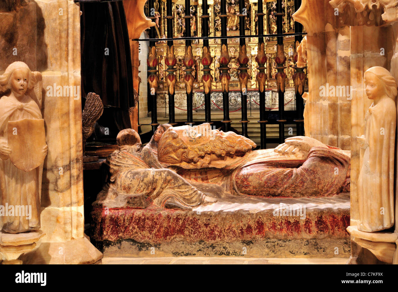 Spain, St. James Way: Alabaster tomb of Santo Domingo in the Cathedral of Santo Domingo de la Calzada Stock Photo