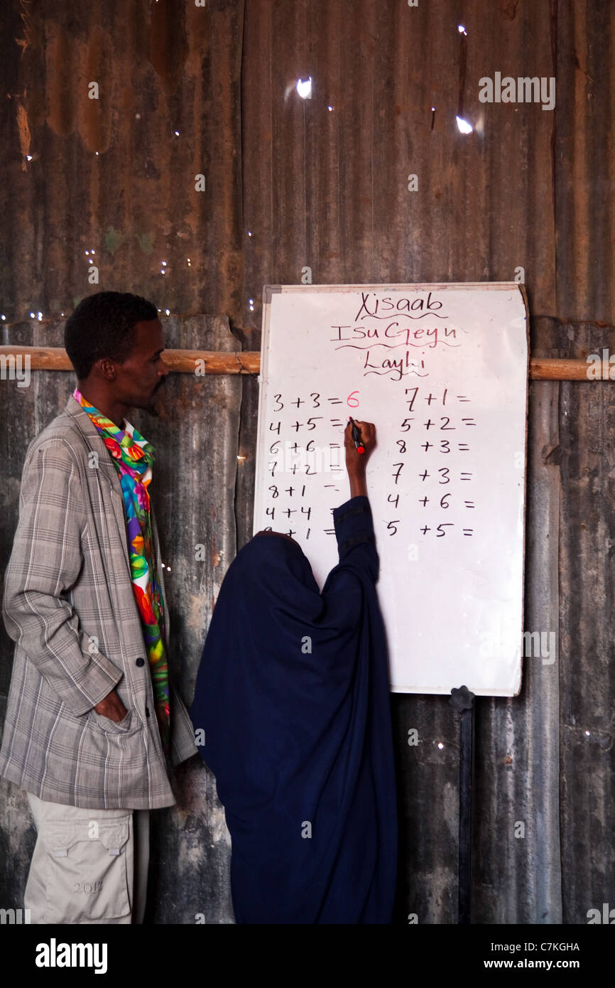 A school class in Hargeisa in Somaliland at work. Stock Photo