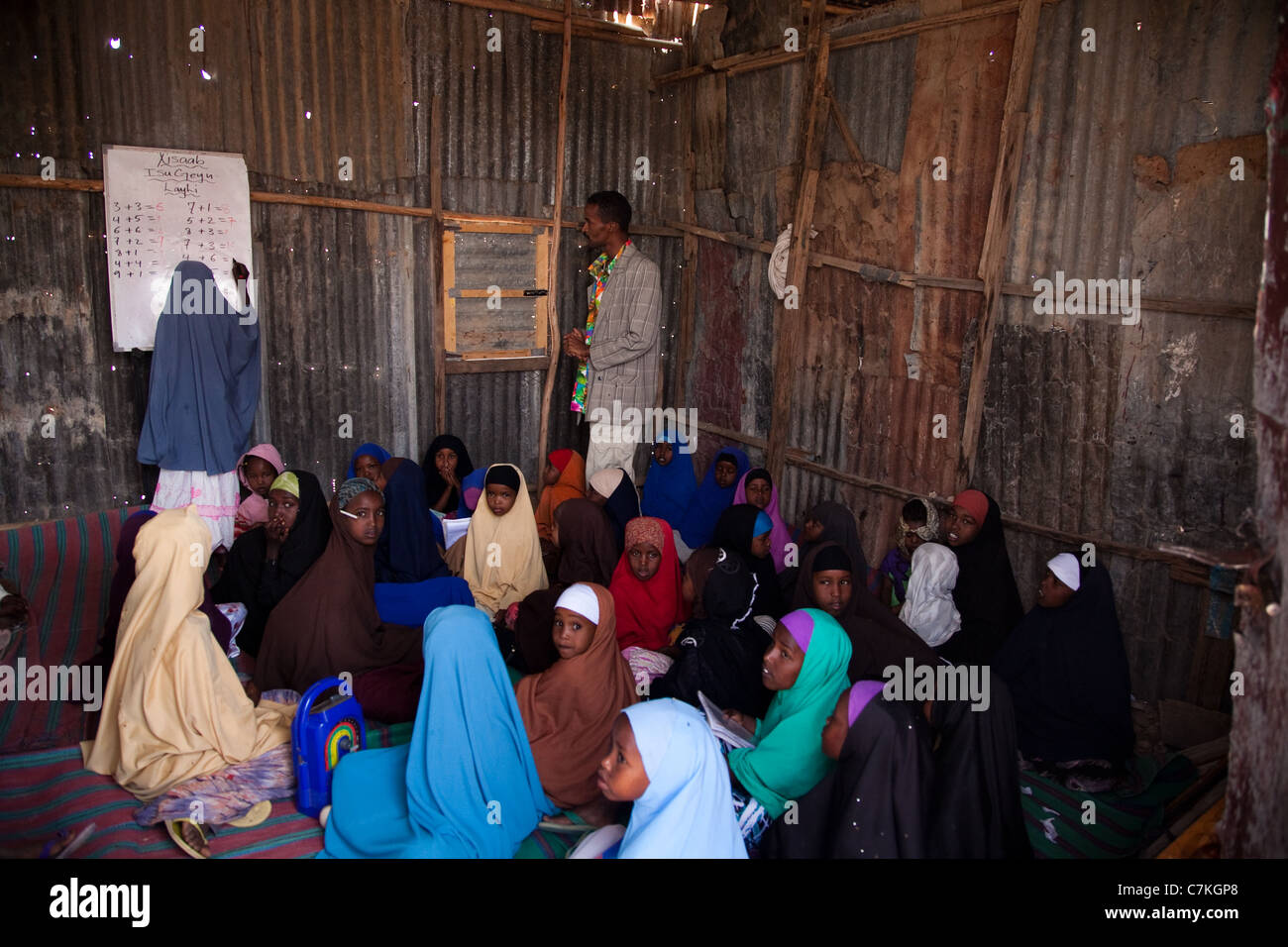 A school class in Hargeisa in Somaliland at work. Stock Photo