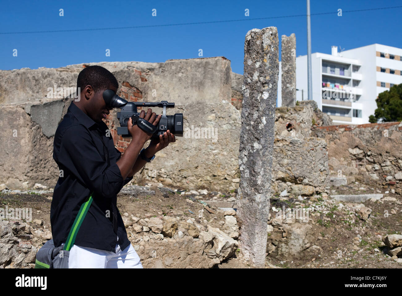 African man filming. Stock Photo