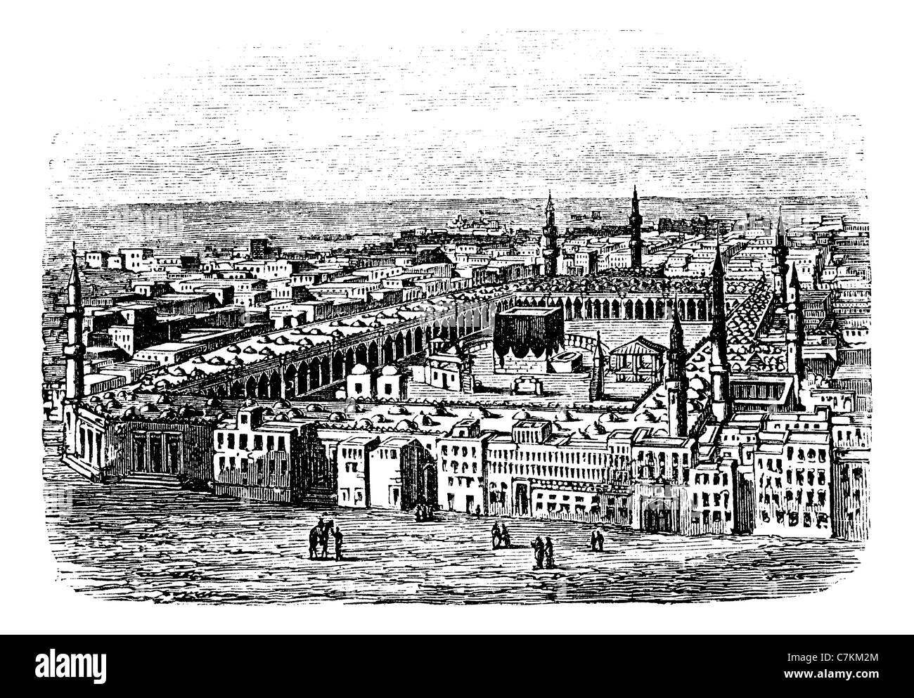 Grand Mosque in Mecca, vintage engraved illustration. Trousset encyclopedia (1886 - 1891). Stock Photo