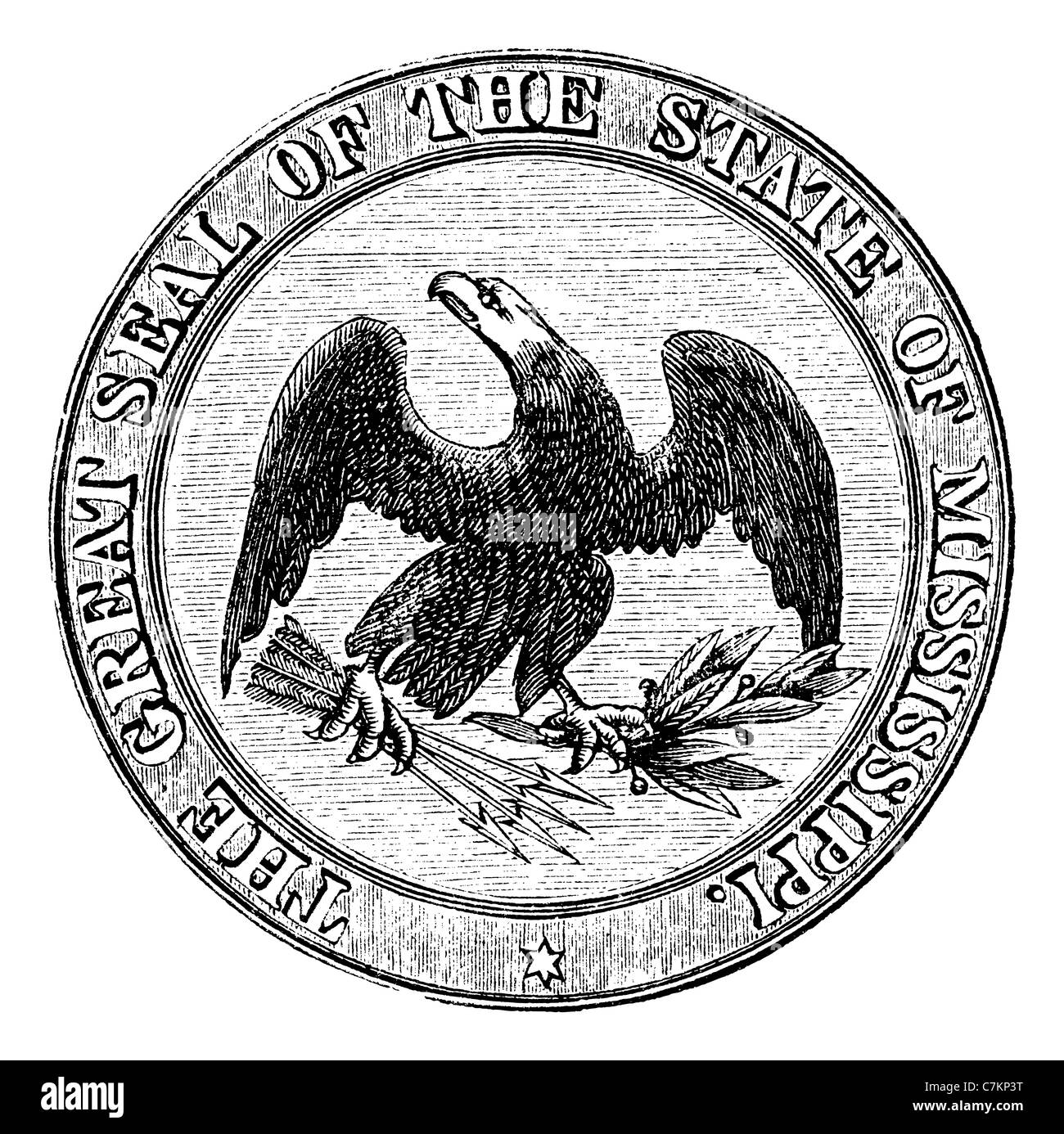 Seal of the State of Mississippi, vintage engraved illustration. Trousset encyclopedia (1886 - 1891). Stock Photo