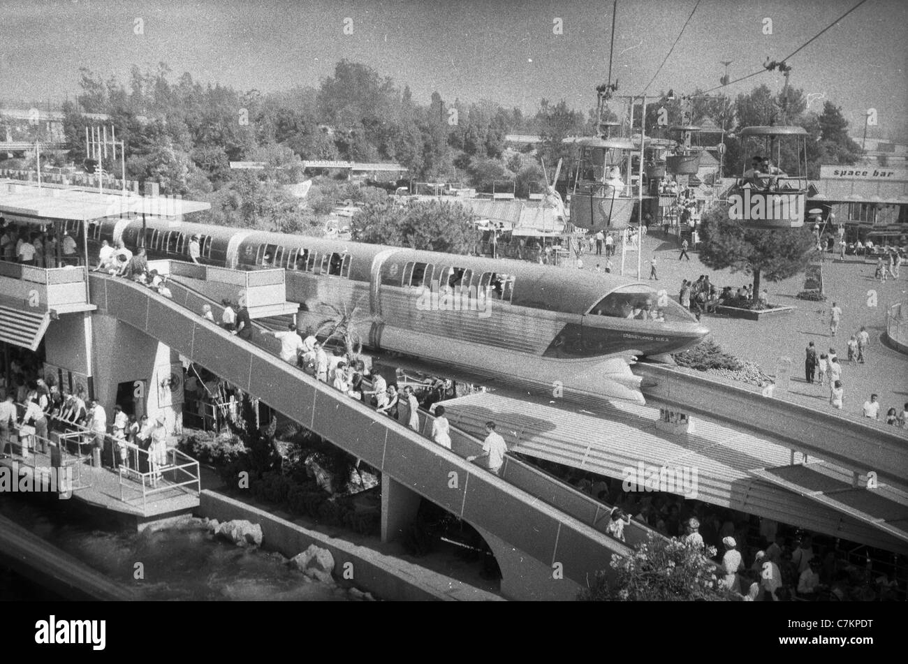 Disneyland tram 1960s train tram tourism travel Stock Photo