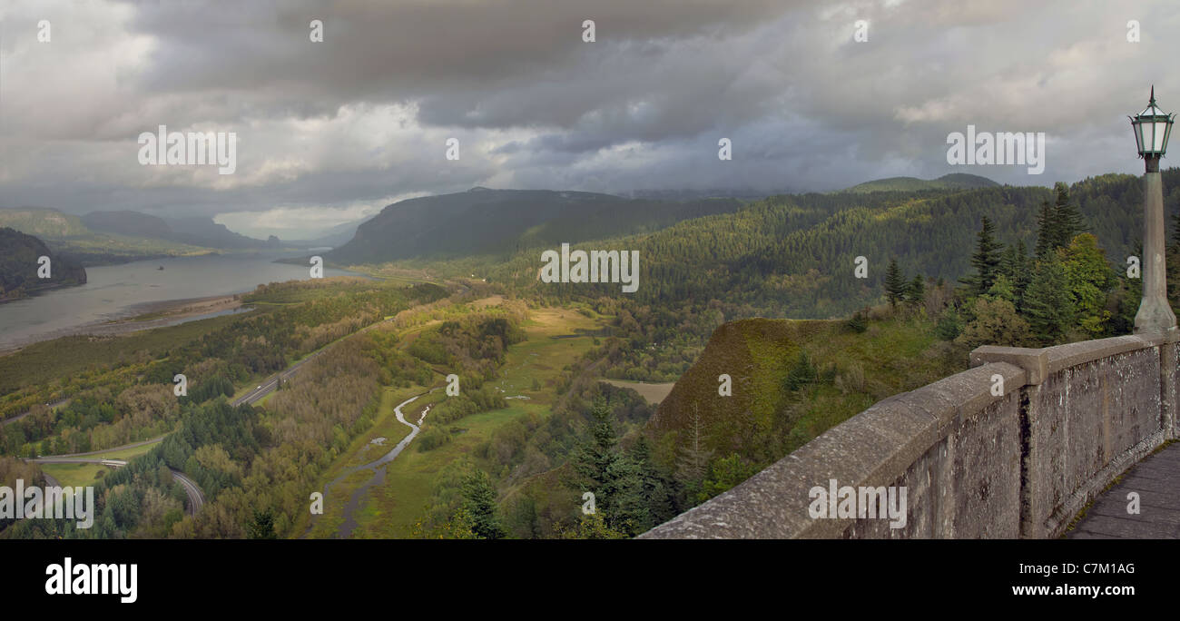 Columbia River Gorge Scenic View from Crown Point Oregon Stock Photo