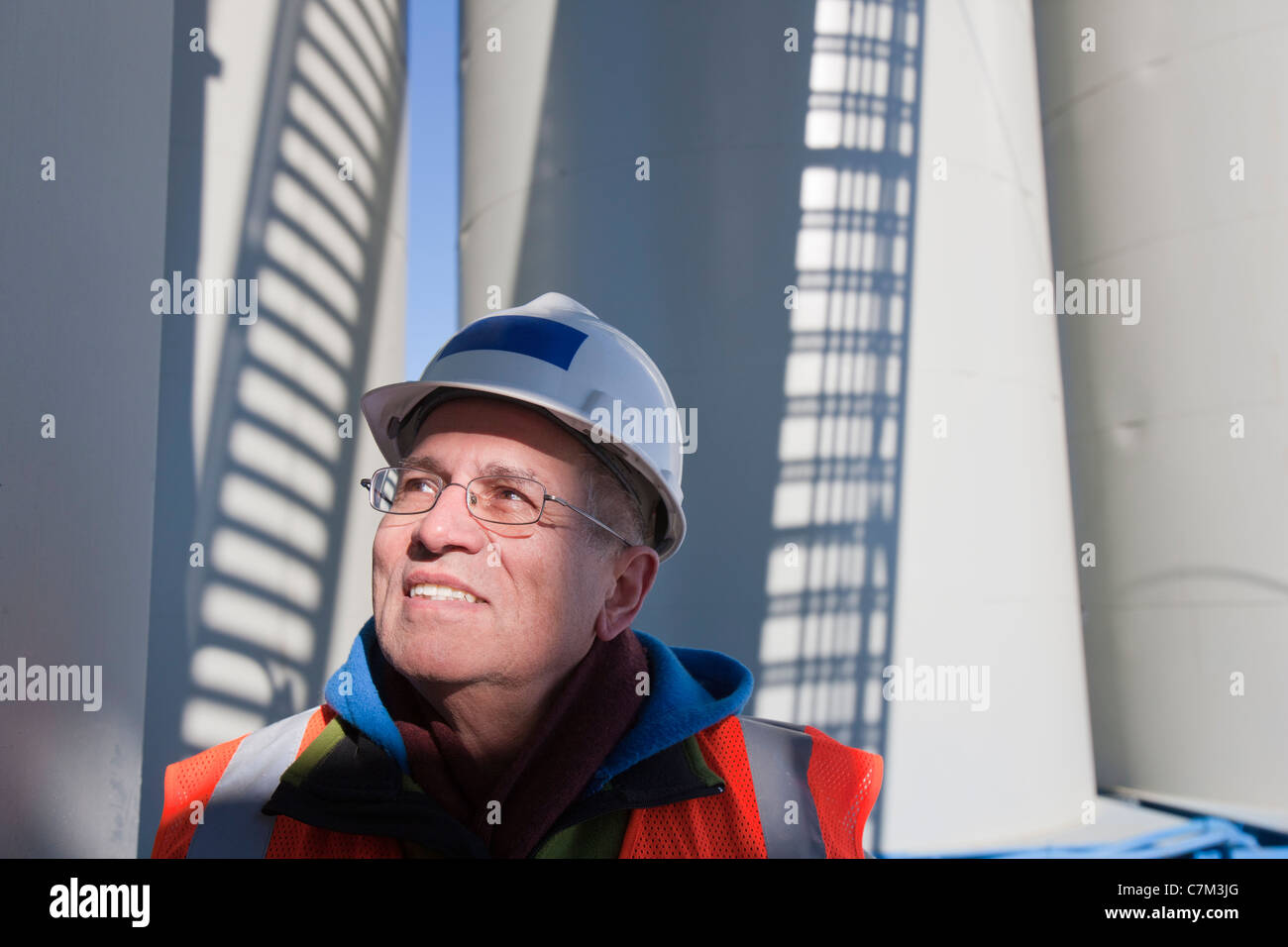 Engineer at a construction site Stock Photo