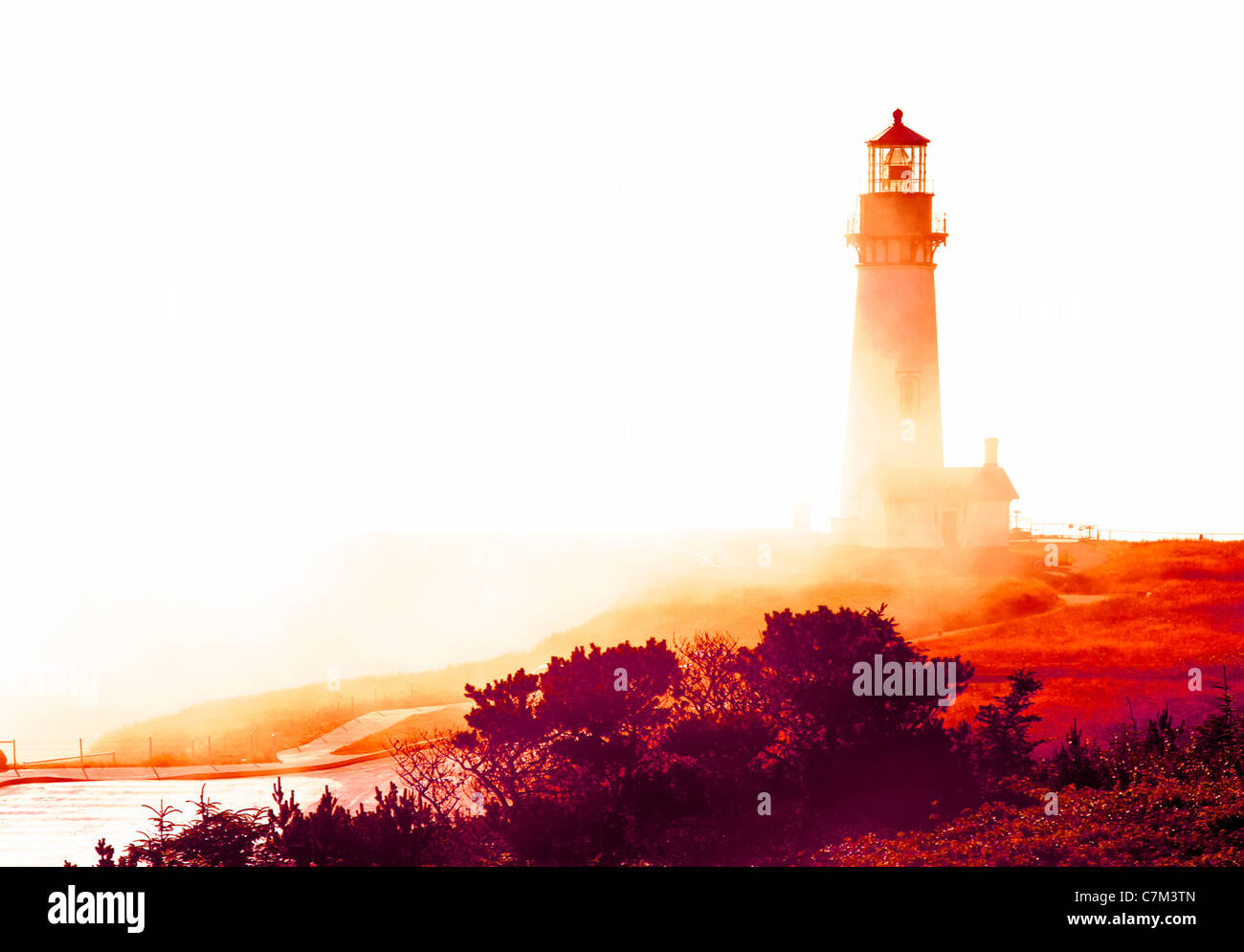 Yaquina Head Lighthouse is one of the most popular lighthouses in the United States. Oregon coastline. city of Newport. Stock Photo