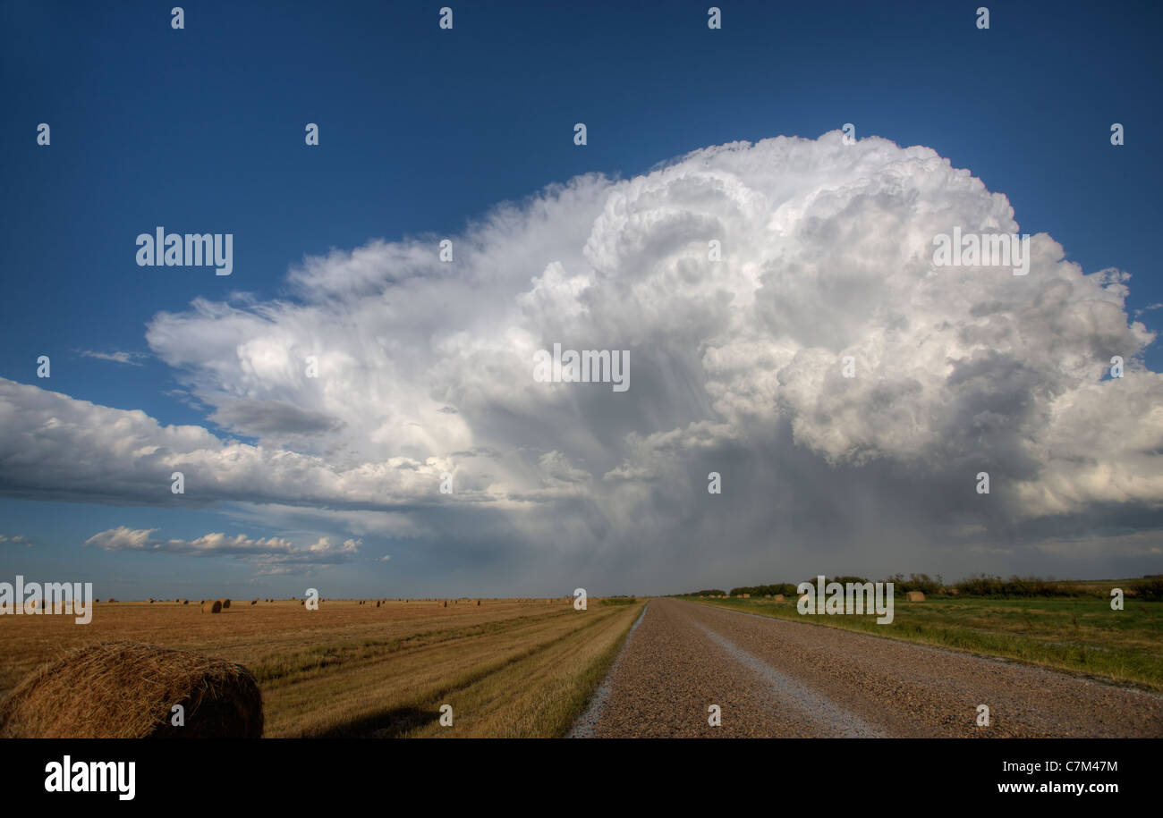 Prairie Road Storm Clouds Saskatchewan Canada field Stock Photo - Alamy