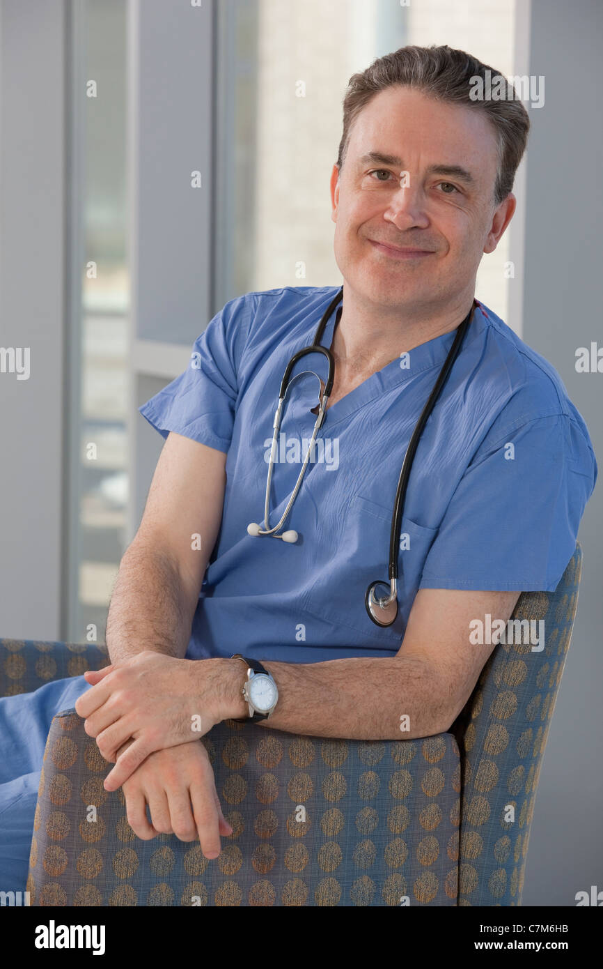 Portrait of a male nurse smiling Stock Photo