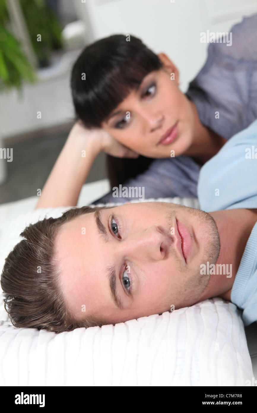 guy ignoring his girlfriend Stock Photo Alamy