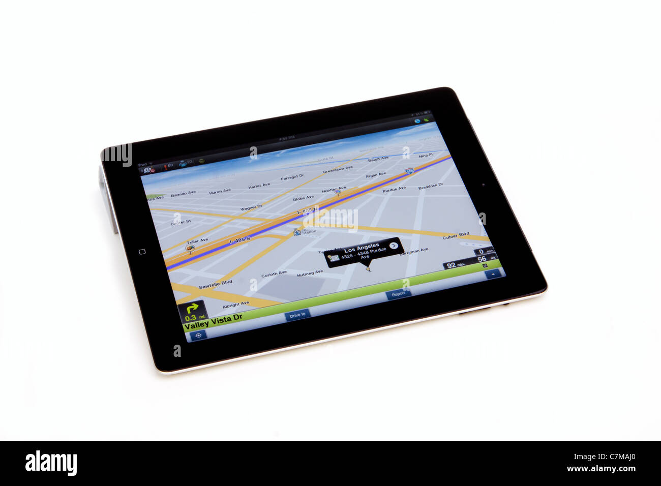 Apple iPad 2 screenshot of GPS navigation map Stock Photo