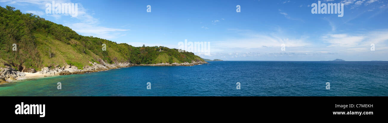 Tropical lagoon in sunny day. Panoramic composition in very high resolution. Stock Photo