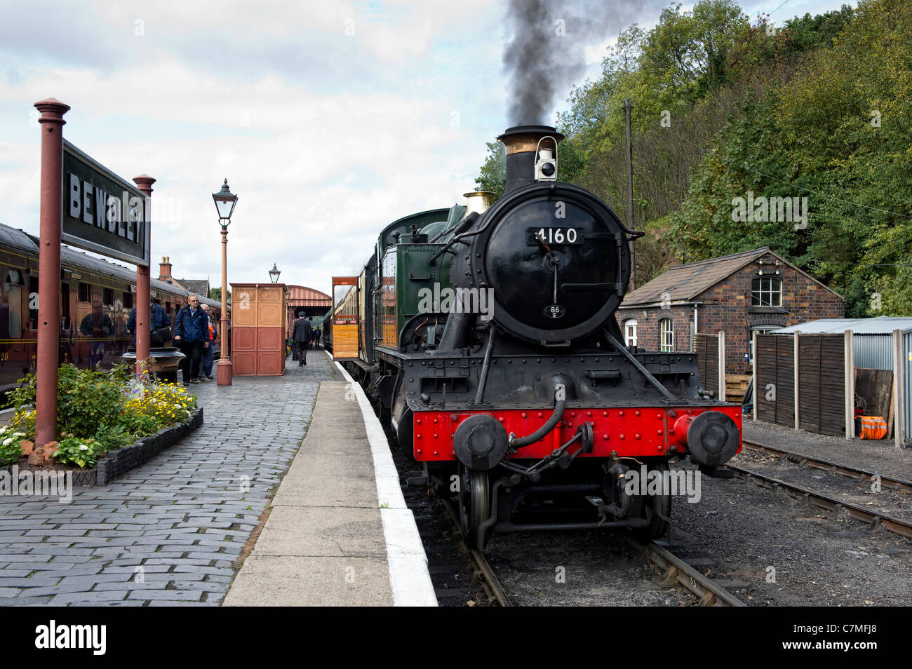 GWR Large Prairie tank 2-6-2 No 4160 Steam Locomotive at Bewdley Station in Worcestershire on the Severn Valley Railway Stock Photo