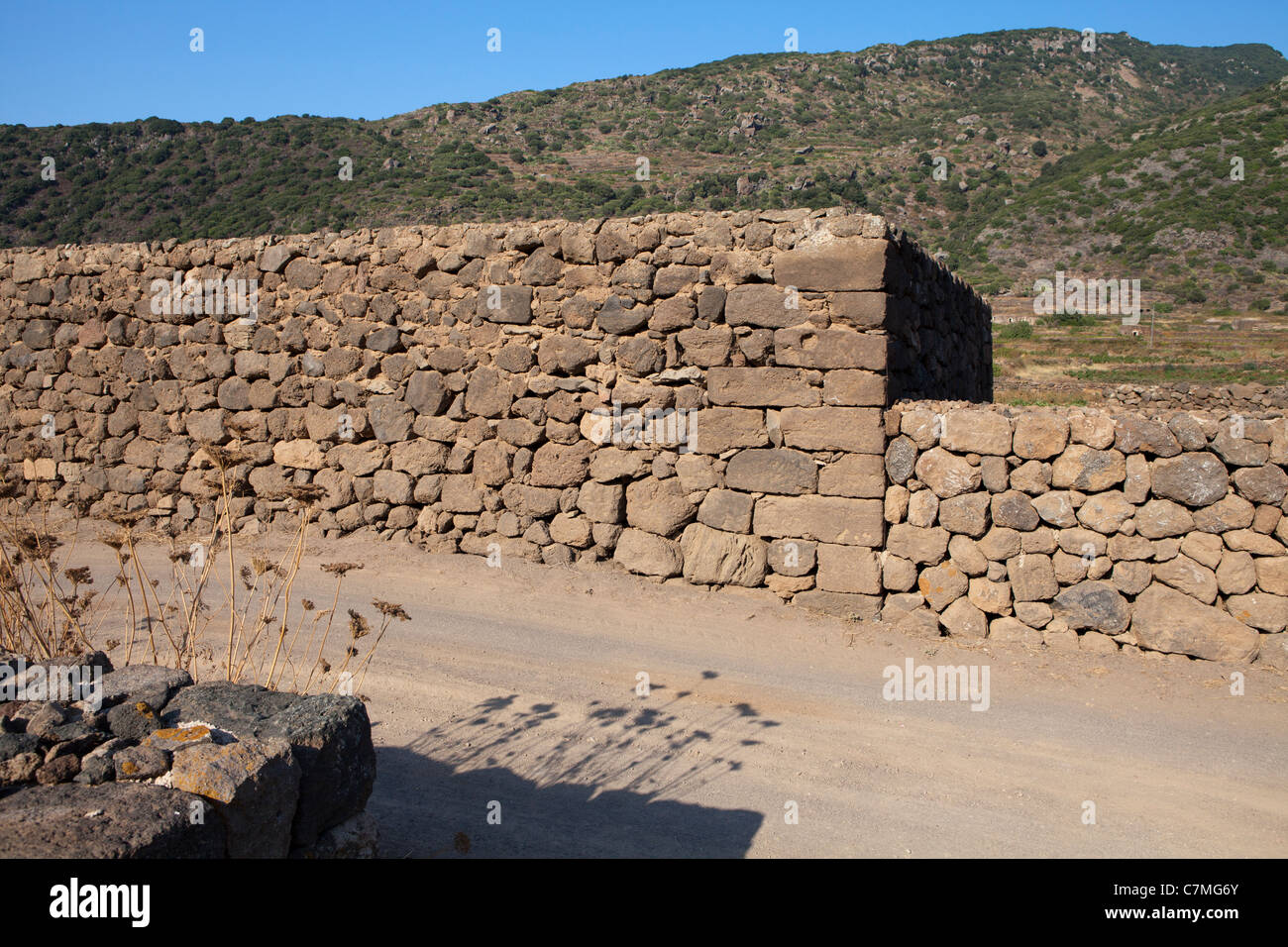Pantelleria, a wall made of volcanic rock Stock Photo