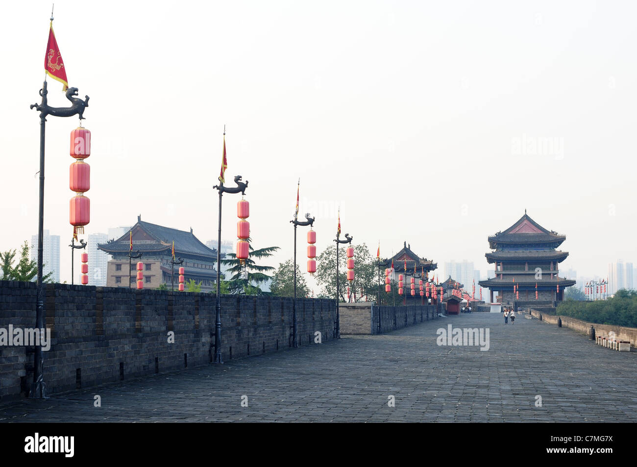 The famous ancient city wall of Xian, China Stock Photo - Alamy