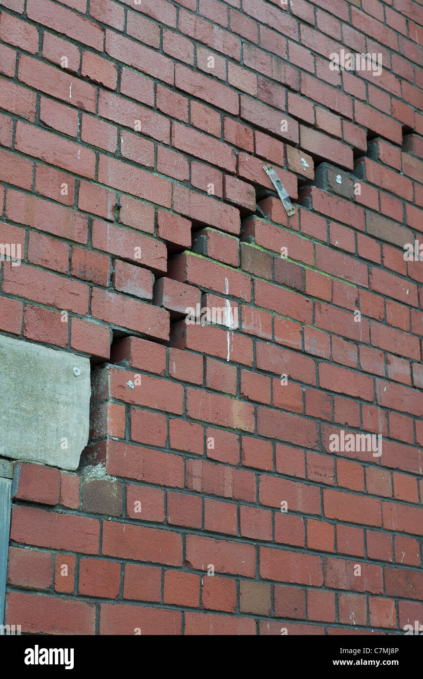 Structural movement of brick wall Stock Photo