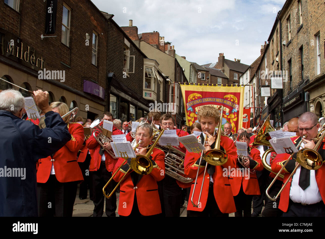Brass band at Durham Miner's Gala Stock Photo Alamy