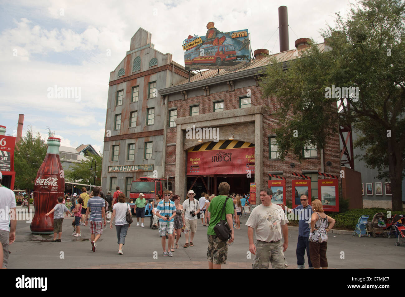 entrance to the backlot tour of lights camera action movie set in