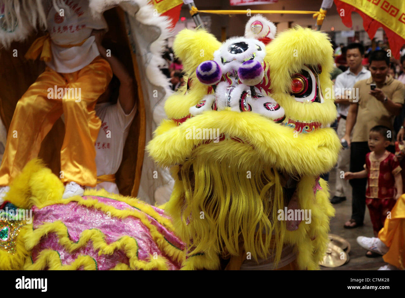 Chinese Dragon on Chinese New Year celebration at Panama City. Stock Photo