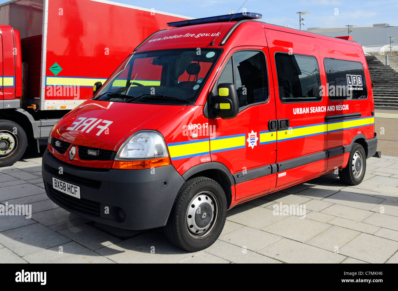 London Fire Brigade Urban Search and Rescue emergency services vehicle to transport specialist teams to people trapped situations London England UK Stock Photo