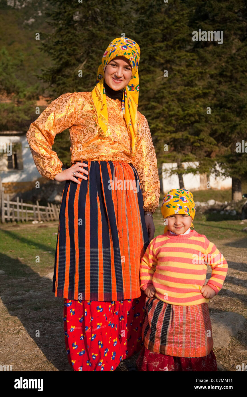 Indigenous woman and daughter in Loc Valley Kastamonu Turkey Stock Photo