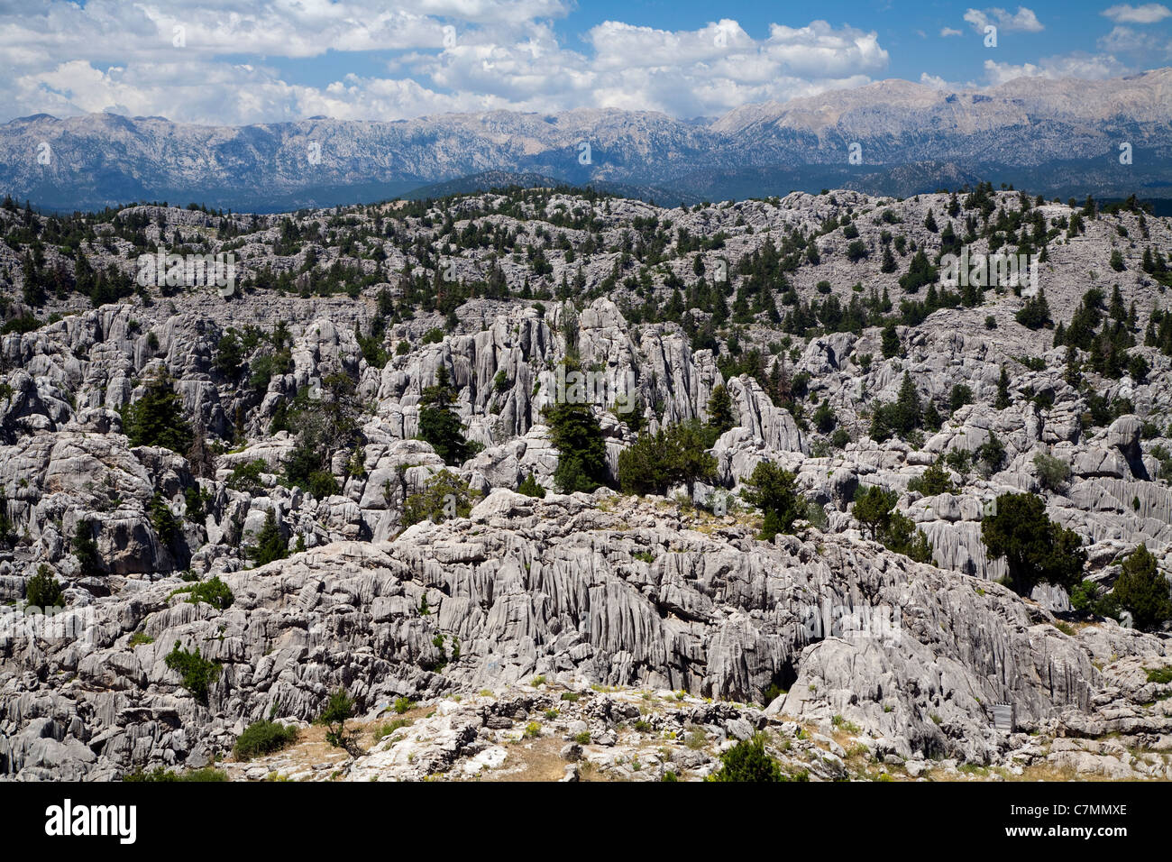 Karstic geology of Taurus Range in Mediterranean Turkey Stock Photo