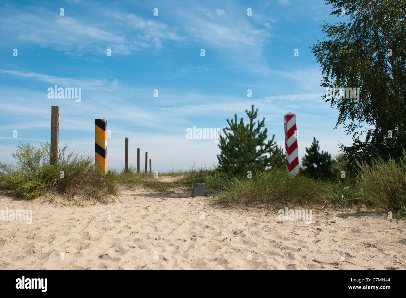 Border between Poland and Germany, Swinoujscie, Ahlbeck, Baltic Sea ...