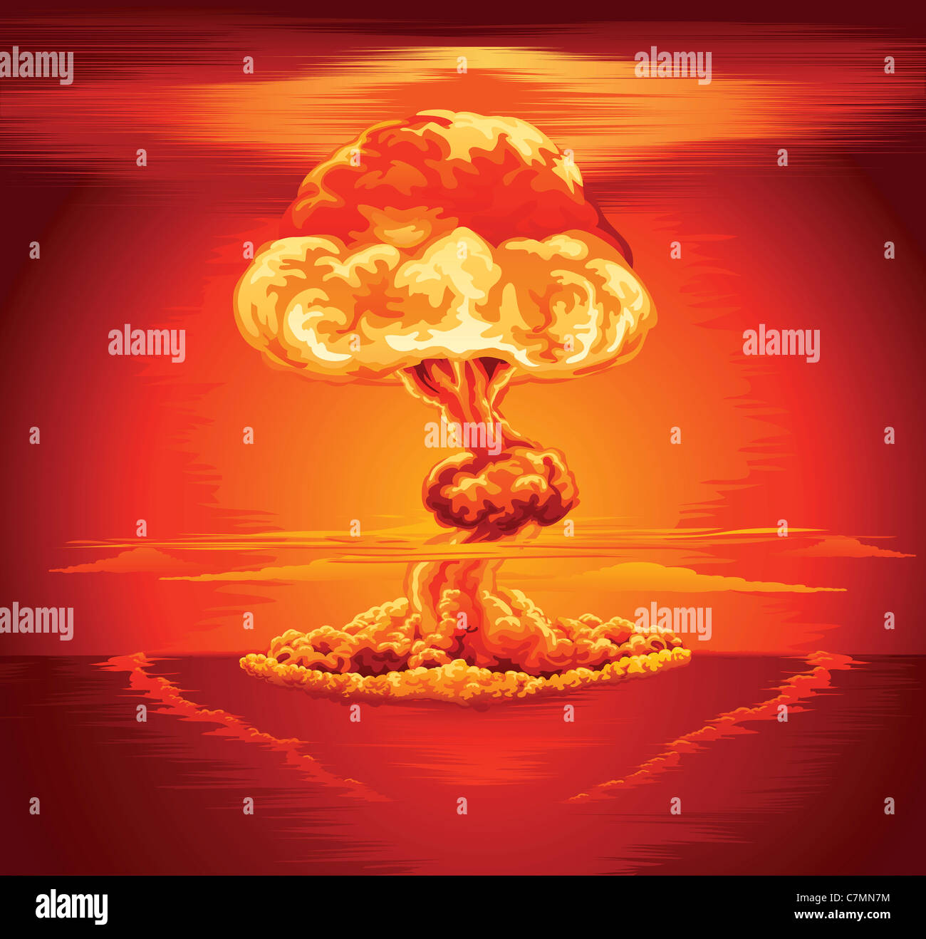 Illustration of a mushroom cloud following a nuclear explosion Stock Photo
