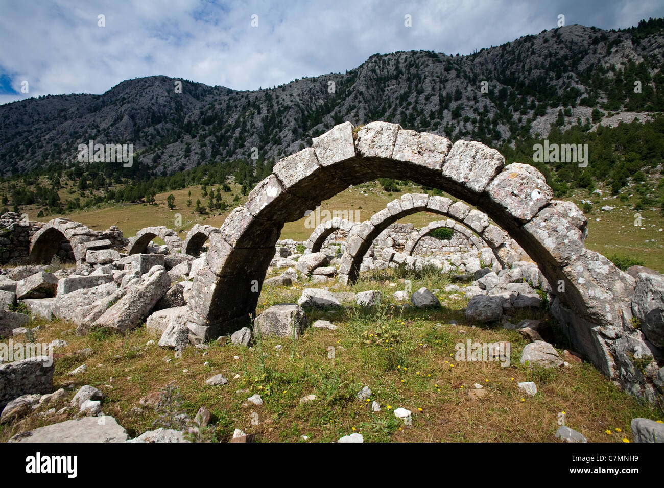 Historical Kervansaray ruins in Taurus Mountain Antalya Turkey Stock Photo