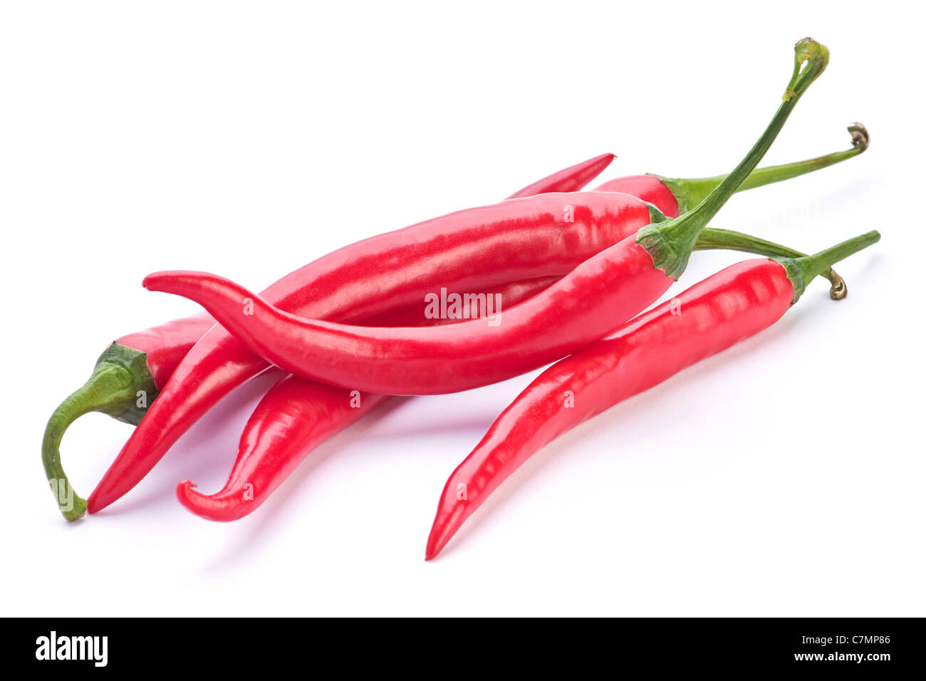Red chili pepper vegetable on white background Stock Photo